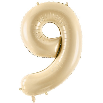 Palloncino in alluminio Cifra "9" Beige Pastello - Decorazione festiva per bambini e adulti - Bellefete.ch 2