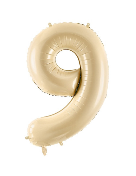 Palloncino in foil numero "9" beige pastello - Decorazione festiva per bambini e adulti