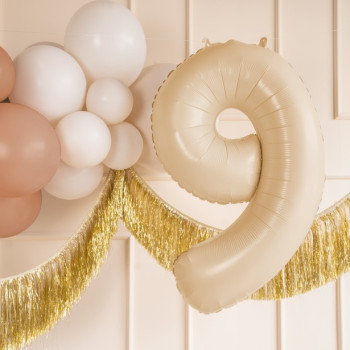Palloncino in alluminio Cifra "9" Beige Pastello - Decorazione festiva per bambini e adulti - Bellefete.ch
