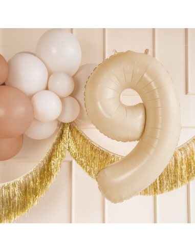 Ballon alu Chiffre "9" Beige Pastel