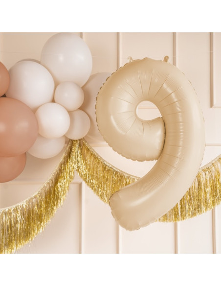 Palloncino in alluminio Cifra "9" Beige Pastello - Decorazione festiva per bambini e adulti - Bellefete.ch
