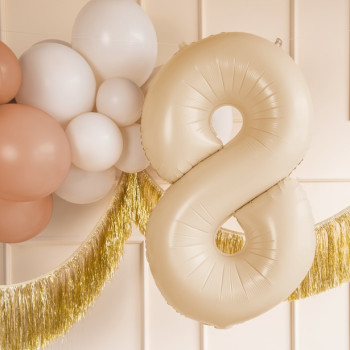 Palloncino in alluminio numero "8" Beige Pastello - Decorazione di compleanno - Bellefete.ch