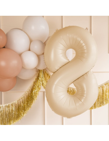 Ballon alu Chiffre "8" Beige Pastel