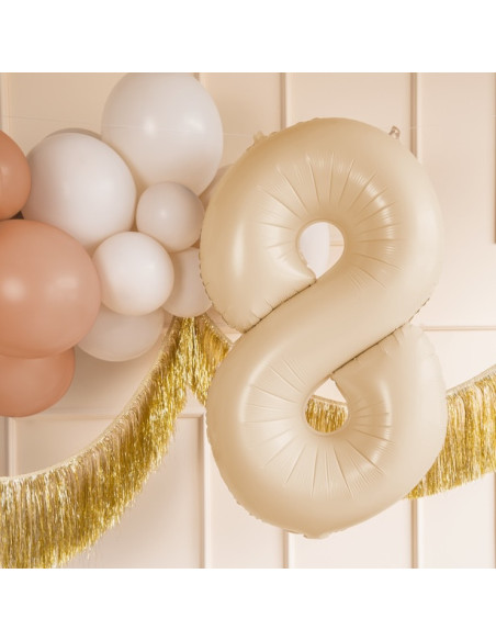 Aluminium Ballon Nummer "8" Pastell Beige - Geburtstagsdekoration - Bellefete.ch
