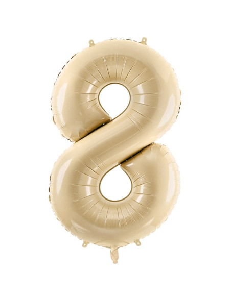 Folienballon Zahl "8" Pastellbeige - Festliche Dekoration für Kinder und Erwachsene