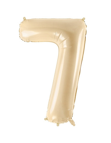 Ballon alu Chiffre "7" Beige Pastel - Décoration festive enfant et adulte