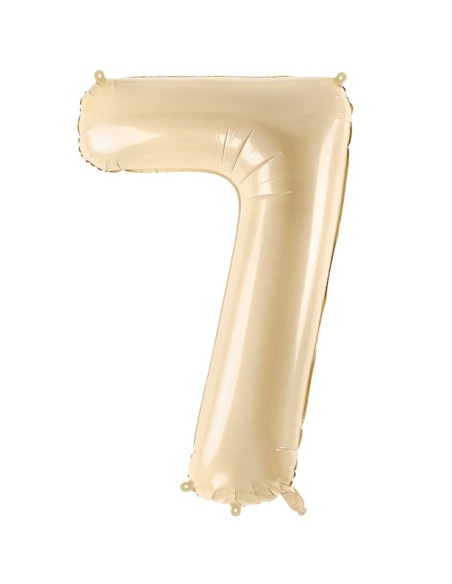 Ballon alu Chiffre "7" Beige Pastel - Décoration festive enfant et adulte
