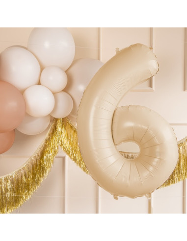 Ballon alu Chiffre "6" Beige Pastel