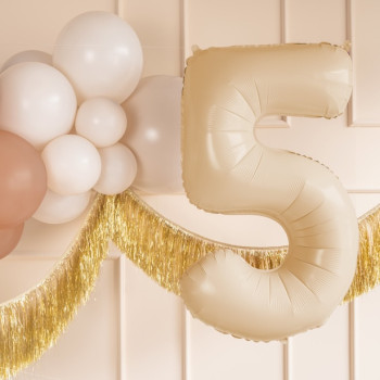 Palloncino in alluminio Numero "5" Beige Pastello - Decorazione festiva per bambini e adulti - Bellefete.ch