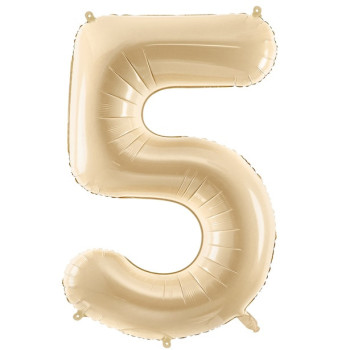Palloncino in alluminio Numero "5" Beige Pastello - Decorazione festiva per bambini e adulti - Bellefete.ch 2