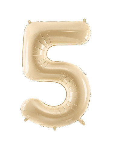 Palloncino in foil numero "5" beige pastello - Decorazione festiva per bambini e adulti