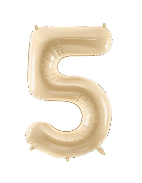 Palloncino in foil numero "5" beige pastello - Decorazione festiva per bambini e adulti Palloncino in foil numero "5" beige pastello - Decorazione festiva per bambini e adulti