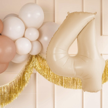 Ballon alu Chiffre "4" Beige Pastel - Décoration festive enfant et adulte - Bellefete.ch