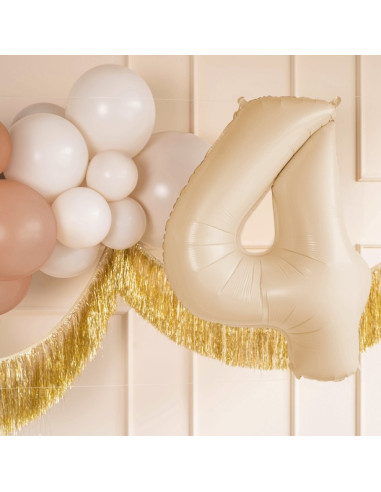 Ballon alu Chiffre "4" Beige Pastel