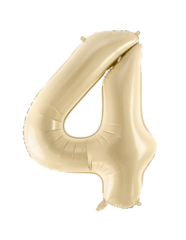 Ballon alu Chiffre "4" Beige Pastel - Décoration festive enfant et adulte