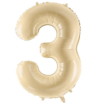 Palloncino in alluminio Cifra "3" Beige Pastello - Decorazione festiva per bambini e adulti - Bellefete.ch 2