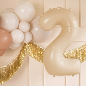 Palloncino in alluminio Cifra "2" Beige Pastello - Decorazione festiva per bambini e adulti - Bellefete.ch