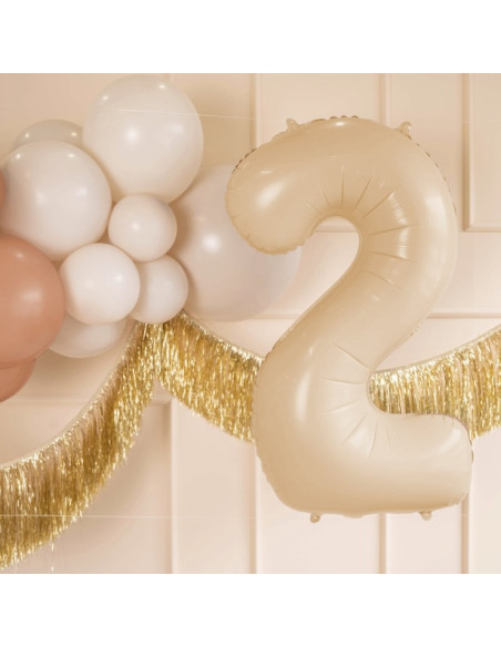 Palloncino in alluminio Cifra "2" Beige Pastello - Decorazione festiva per bambini e adulti - Bellefete.ch