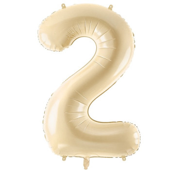 Palloncino in alluminio Cifra "2" Beige Pastello - Decorazione festiva per bambini e adulti - Bellefete.ch 2