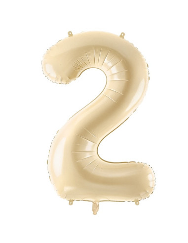 Folienballon Zahl "2" Pastellbeige - Festliche Dekoration für Kinder und Erwachsene