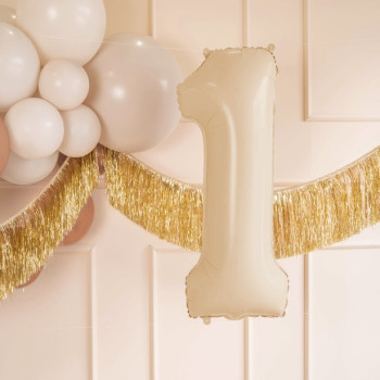 Palloncino in alluminio Numero "1" Beige Pastello - Decorazione festiva per bambini e adulti - Bellefete.ch