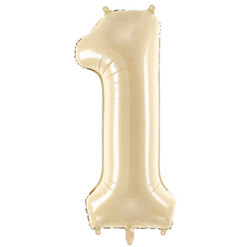 Palloncino in alluminio Numero "1" Beige Pastello - Decorazione festiva per bambini e adulti - Bellefete.ch 2