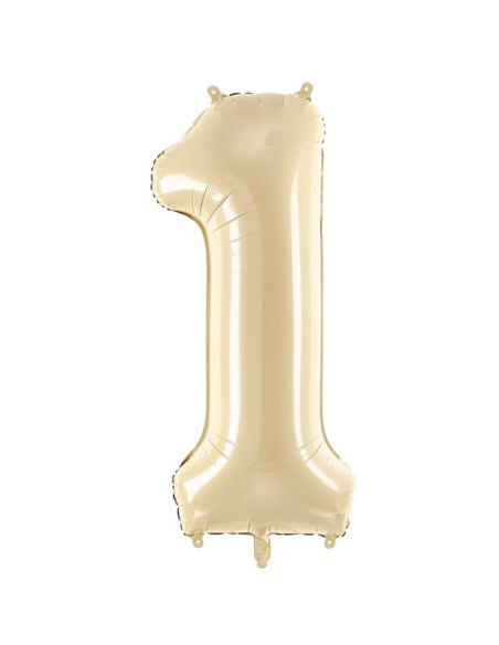Folienballon Zahl "1" Pastellbeige - Festliche Dekoration für Kinder und Erwachsene