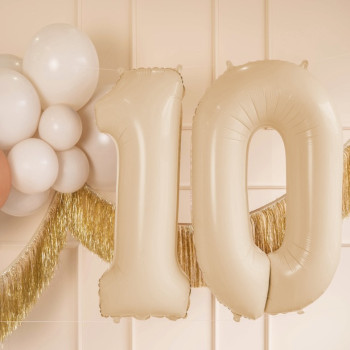 Palloncino in alluminio Numero "0" Beige Pastello - Decorazione festiva bambino e adulto - Bellefete.ch 2