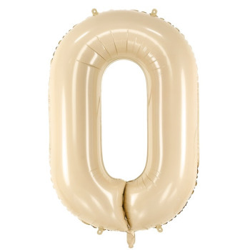 Folienballon Zahl „0“ Pastellbeige