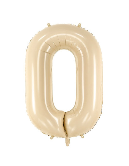 Ballon alu Chiffre "0" Beige Pastel - Décoration festive enfant et adulte - Bellefete.ch