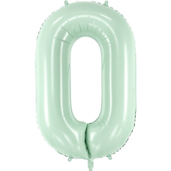 Palloncino in alluminio Numero "0" Verde Pastello - Accessorio festa per bambini e adulti - Bellefete.ch