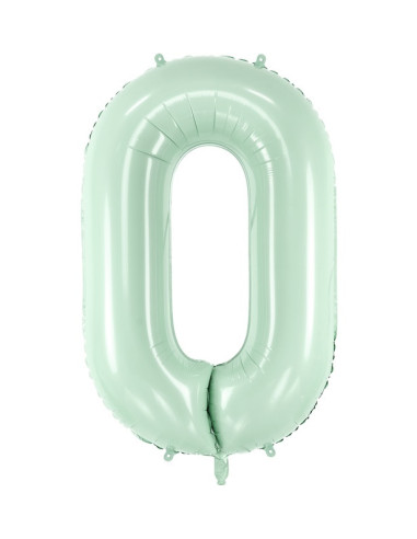 Ballon alu Chiffre "0" Vert Pastel