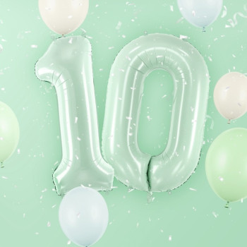 Palloncino in alluminio Numero "0" Verde Pastello - Accessorio festa per bambini e adulti - Bellefete.ch 2