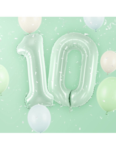 Palloncino in foil verde pastello con numero "0" - Accessorio per feste per bambini e adulti