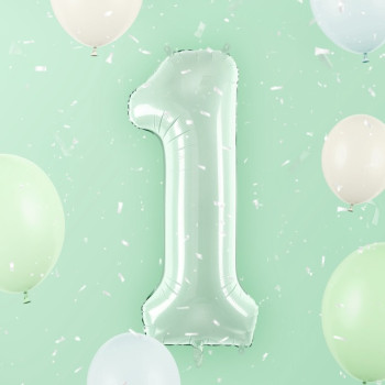 Palloncino in alluminio numero "1" Verde Pastello - Articoli per feste in Svizzera