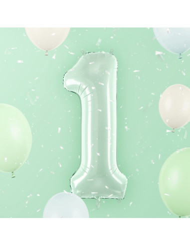 Ballon alu Chiffre "1" Vert Pastel