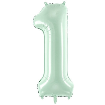 Palloncino in alluminio numero "1" Verde Pastello - Articoli per feste in Svizzera 2