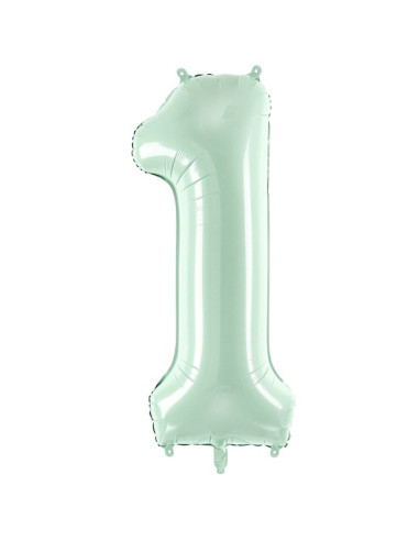 Ballon alu Chiffre "1" Vert Pastel - Accessoire fête enfant et adulte
