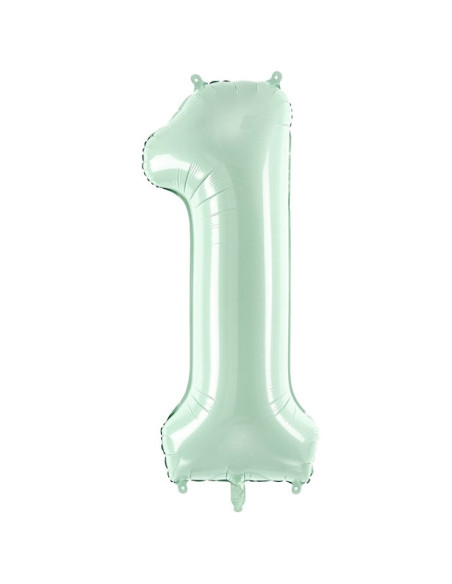 Palloncino in foil verde pastello con numero "1" - Accessorio per feste per bambini e adulti
