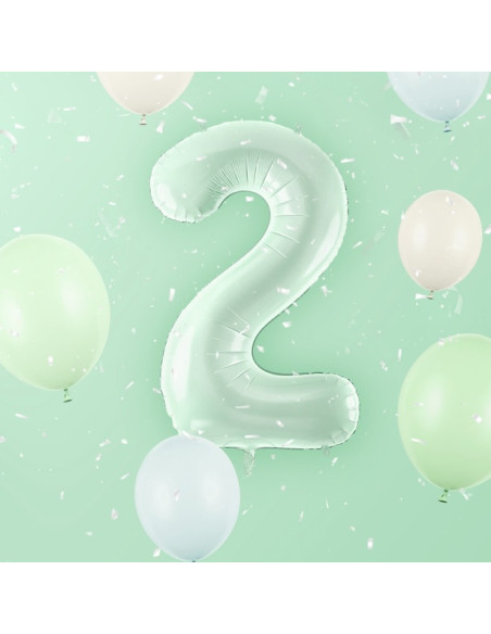 Ballon en aluminium chiffre "2" Vert Pastel - Articles de fête - Bellefete.ch