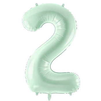Aluminium Ballon Nummer "2" Pastellgrün - Partyartikel - Bellefete.ch 2