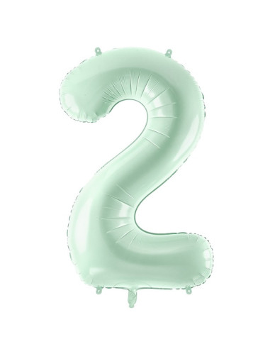 Ballon alu Chiffre "2" Vert Pastel - Accessoire fête enfant et adulte