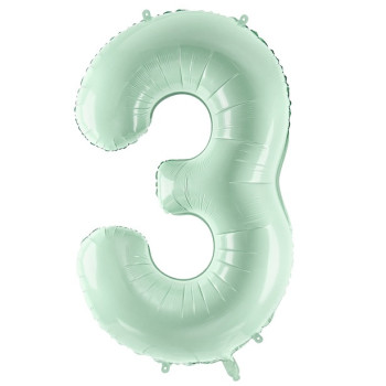 Palloncino in alluminio Cifra "3" Verde Pastello - Accessorio festa bambino e adulto - Bellefete.ch 2
