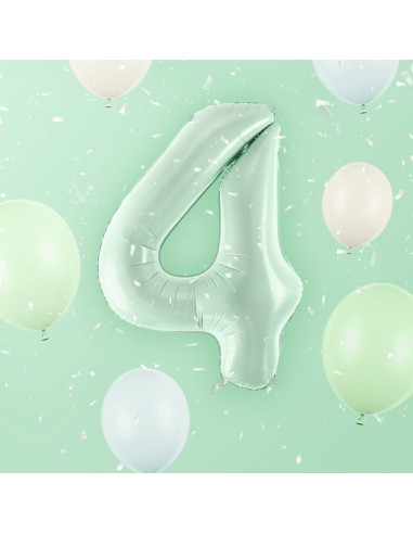 Ballon alu Chiffre "4" Vert Pastel