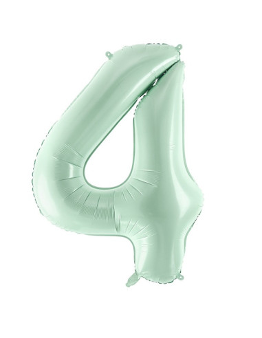 Ballon alu Chiffre "4" Vert Pastel - Accessoire fête enfant et adulte