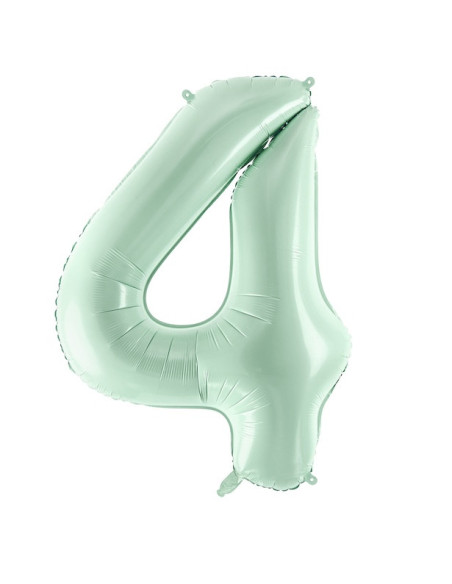 Palloncino in foil verde pastello con numero "4" - Accessorio per feste per bambini e adulti Palloncino in foil verde pastello con numero "4" - Accessorio per feste per bambini e adulti