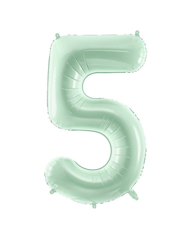 Palloncino in foil verde pastello con numero "5" - Accessorio per feste per bambini e adulti