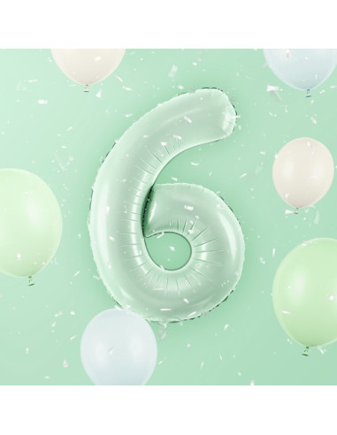 Palloncino foil Numero “6” Verde Pastello