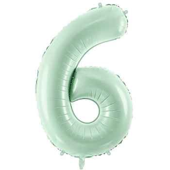 Ballon alu Chiffre "6" Vert Pastel - Accessoire fête enfant et adulte - Bellefete.ch 2