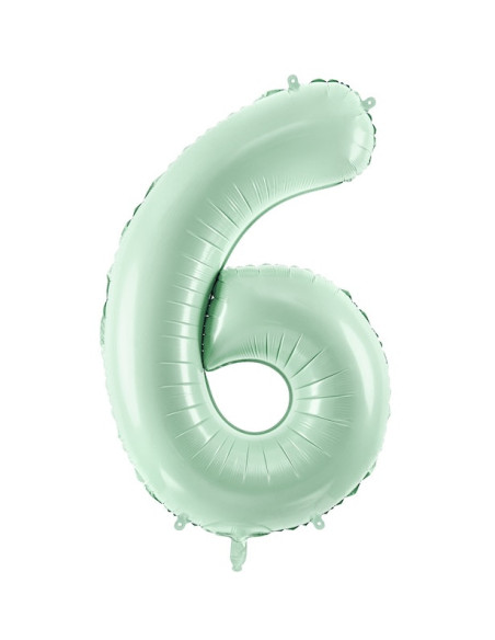 Palloncino in foil verde pastello con numero "6" - Accessorio per feste per bambini e adulti